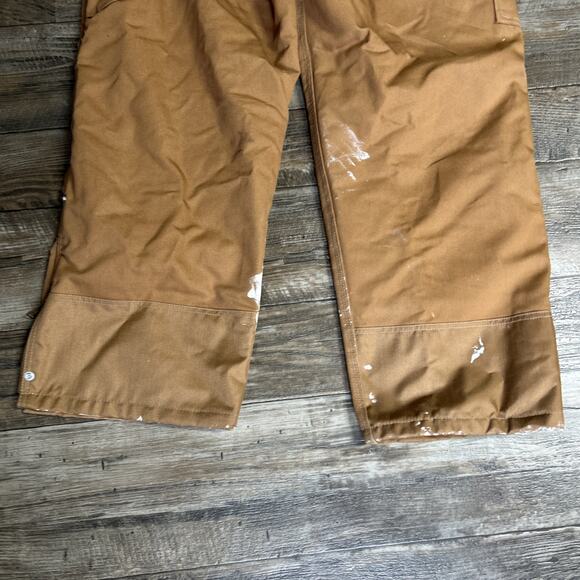 Carhartt R41 Duck Long Zip Double Knee Bib Men's Overall Quilt, 42X30 inch - Tan - Picture 6 of 9